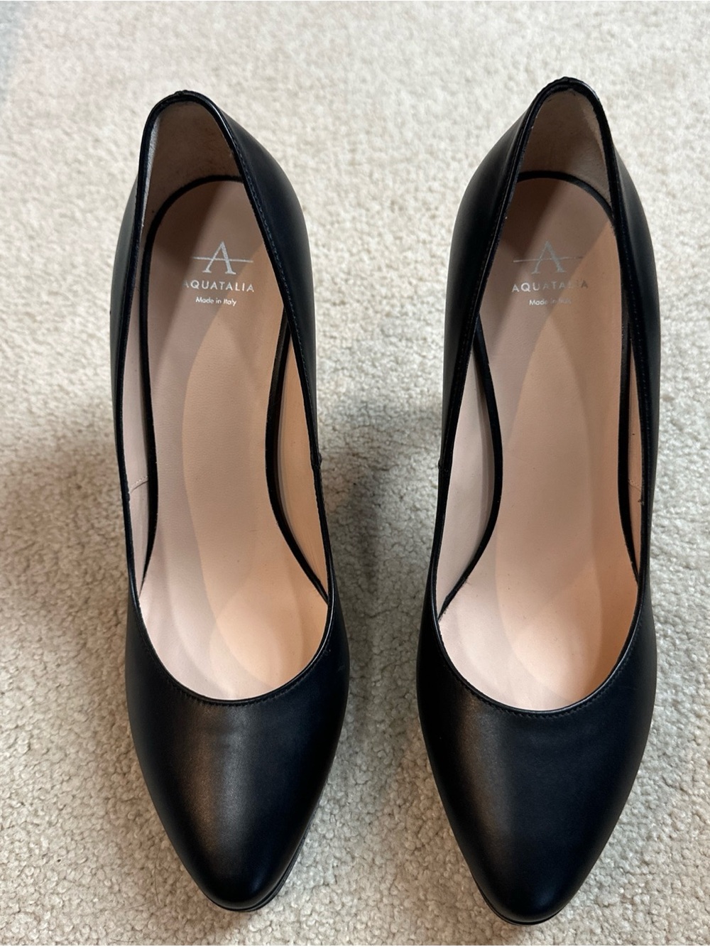 Aquatalia Black Leather Pointed Toe Pumps